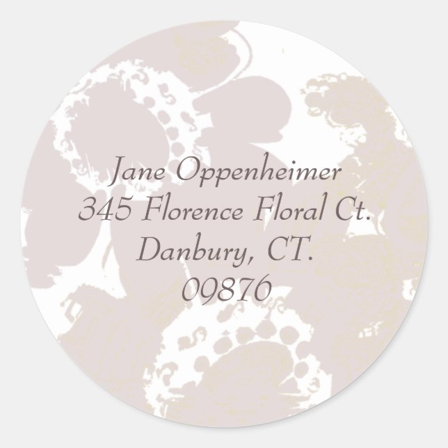 Returadress Lavender Färg Blommigt Runt Klistermärke (Framsida)