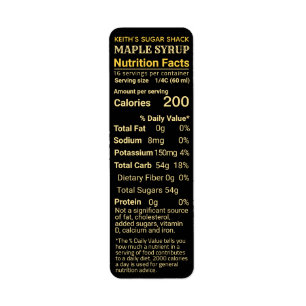 Returadress Maple Syrup Nutrition Black Gult Etikett