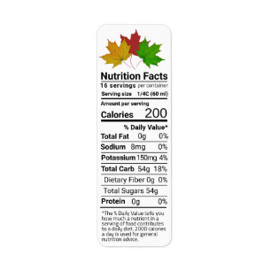 Returadress Maple Syrup Nutrition med 3 Löv Etikett