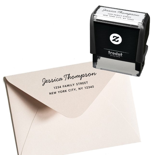 Returadress - minimalistiskt modernt skript Namn Självfärgande Stämpel (Return Address Minimalist Modern Script Name Self-inking Stamp)