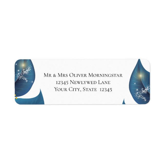 Returadress Modern Deep Indigo Blue och Guld Returadress Etikett (Framsidan)