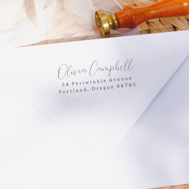 Returadress Modern Elegant-skript Namn Självfärgande Stämpel (Rubber Stamp Mock-up)