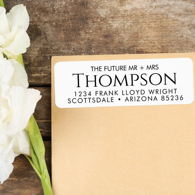 Returadress Modern Future Mr och Mrs Customized Returadress Etikett (Skapare uppladdad)