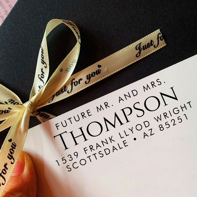 Returadress Modern Future Mr och Mrs Customized Självfärgande Stämpel (Skapare uppladdad)