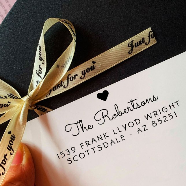 Returadress Modern Minimalist Heart-skript Namn Självfärgande Stämpel (Skapare uppladdad)