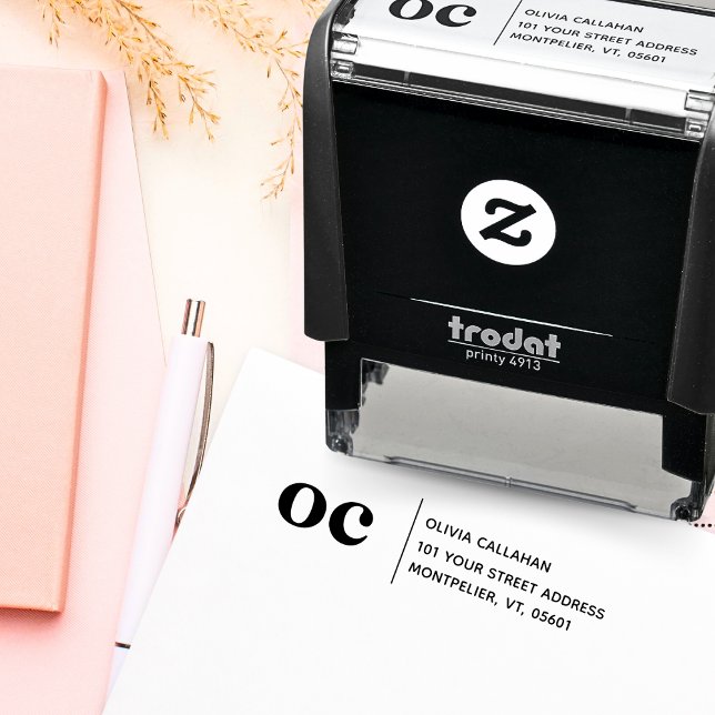 Returadress Modern Minimalist Monogram Initialer Självfärgande Stämpel (Skapare uppladdad)