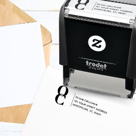 Returadress Modern Minimalist Script Monogram Självfärgande Stämpel