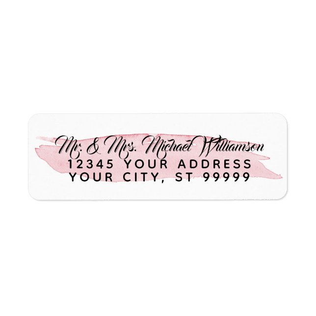 Returadress Modern Rosa för vattenfärgspenseln Etikett (Framsidan)