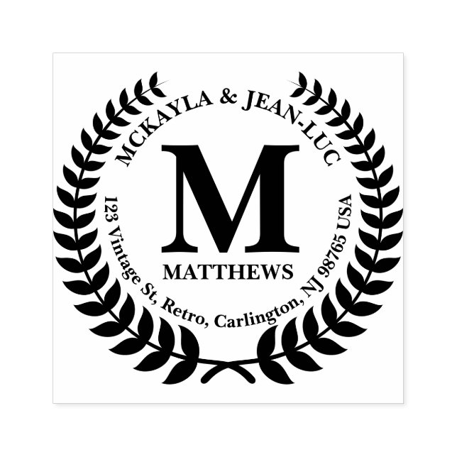 Returadress Monogram Classic Laurel Wand Stämpel (Tryck)