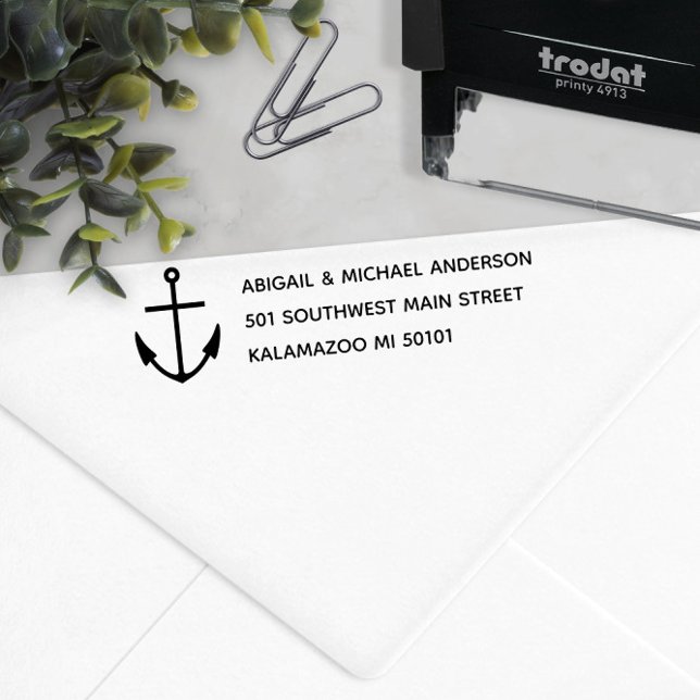 Returadress ⚓️ Nautical Anchor Självfärgande Stämpel (Nautical Anchor ⚓️ Return Address Self-inking Stamp
)