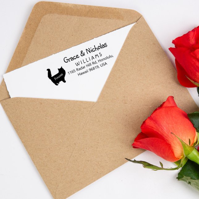 Returadress, par med katt, stämpel (Skapare uppladdad)