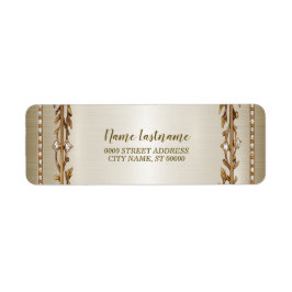 Returadress Party Guld Ornate Rektangel Dimond Returadress Etikett