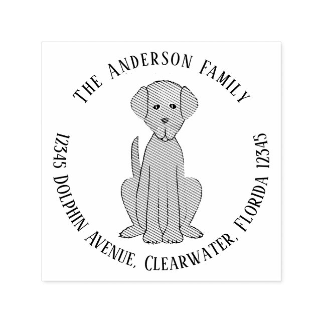 Returadress Pet Hund Whimsical Puppy Självfärgande Stämpel (Design)