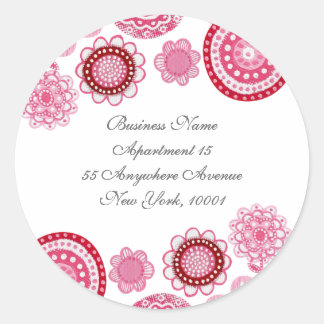 Returadress Rosa White Flowers Label-etikett Runt Klistermärke