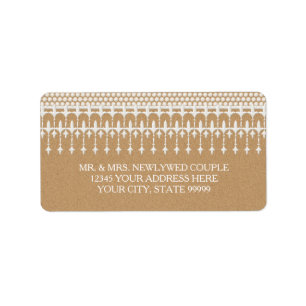 Returadress Rustic Vintage Snöre Kraft Papper Adressetikett