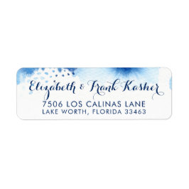 RETURADRESS smart marin blå vattenfärg Etikett
