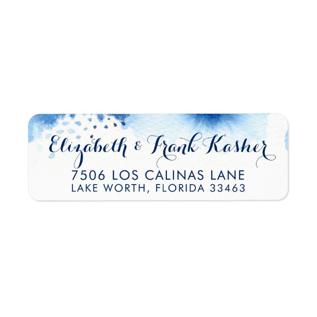 RETURADRESS smart marin blå vattenfärg Etikett (Framsidan)