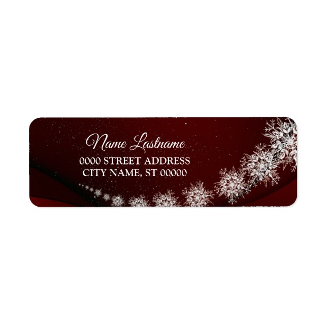 Returadress Snöflingor Red Rustic Returadress Etikett (Framsidan)