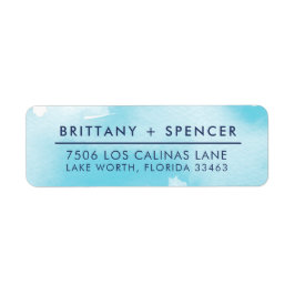 RETURADRESS snyggt modern vattenblått vattenfärg Returadress Etikett