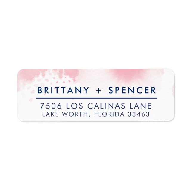 RETURADRESS snyggt  rosa vattenfärg för marin   Returadress Etikett (Framsidan)