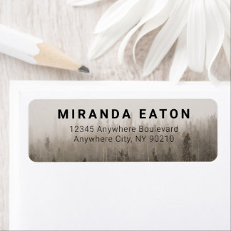 Returadress till Rustic Modern Forest Misty Landsc Etikett