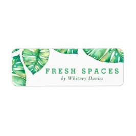 RETURADRESS tropiska vattenfärgsmonster löv Etikett