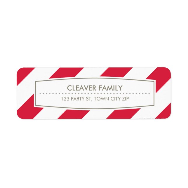RETURADRESS vid rand mönster ljusröd Etikett (Framsidan)