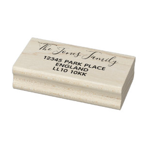 Returadress Wooden Rubber Frimärke Stämpel