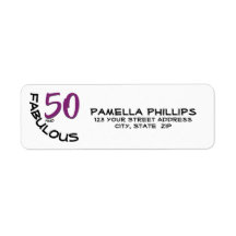 Returadressen "50 och Fabulous" lila & Black