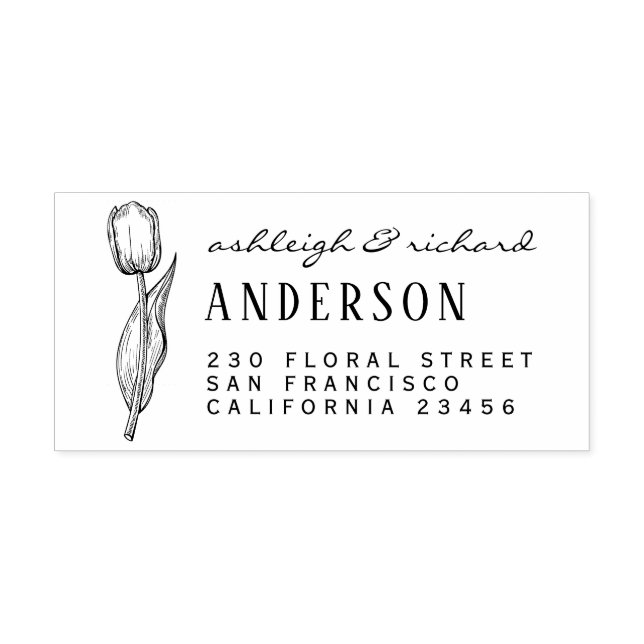 Returadressen Anpassade namn för Rustic Tulip Flow Stämpel (Tryck)