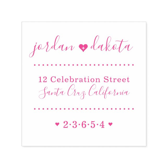 Returadressen Anpassade namn i skript för Bröllop- Självfärgande Stämpel (Design)