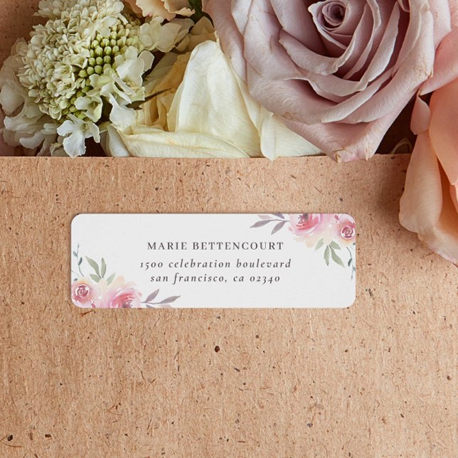 Returadressen Anpassat namn för Blommigt med elega Returadress Etikett (Return Address Label Mock-up)