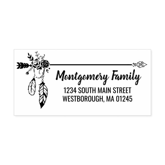 Returadressen Anpassat namn för Boho Blommigt Feat Stämpel (Tryck)