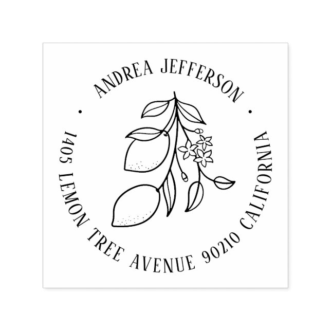 Returadressen Anpassat namn för citronfrukt och bl Självfärgande Stämpel (Design)