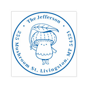 Returadressen Anpassat namn för Cute Kawaii Mushro Självfärgande Stämpel