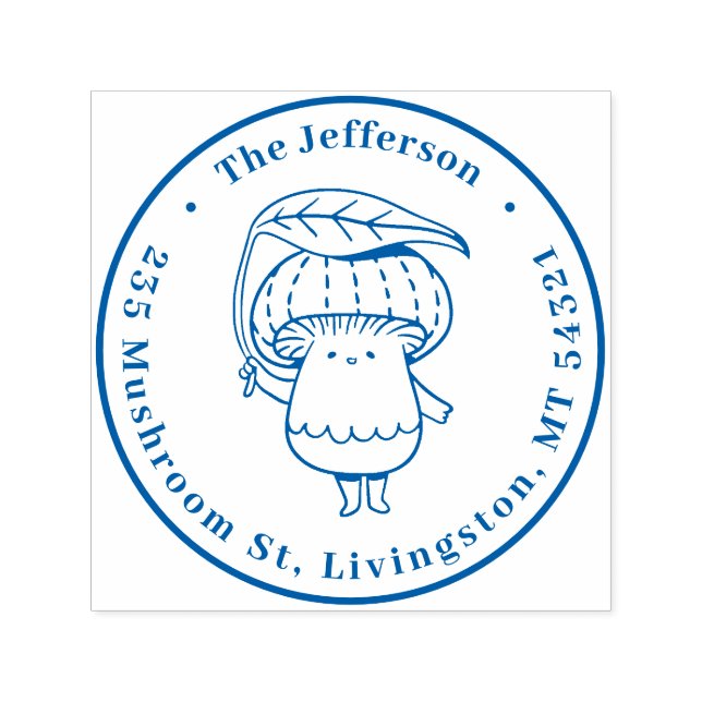 Returadressen Anpassat namn för Cute Kawaii Mushro Självfärgande Stämpel (Design)