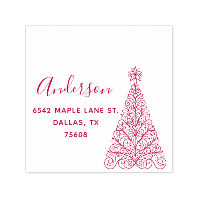 Returadressen Anpassat namn för elegant Julgran Självfärgande Stämpel (Design)