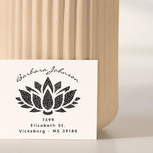 Returadressen Anpassat namn för elegant Lotus Flow Stämpel