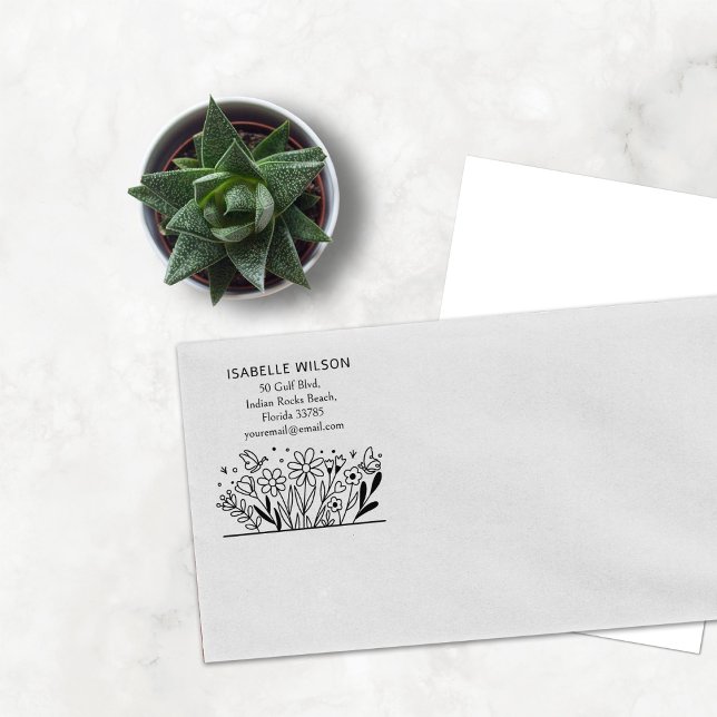 Returadressen Anpassat namn för modern Blommigt Stämpel (Skapare uppladdad)