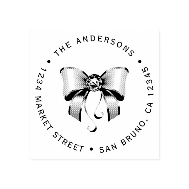 Returadressen anpassningsbar Diamond Bow Stämpel (Tryck)