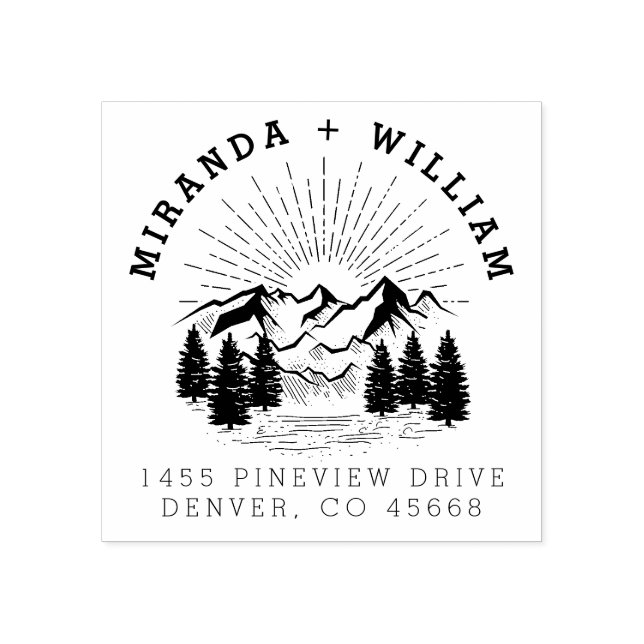 Returadressen anpassningsbar Gräs Träd Bröllop Stämpel (Tryck)