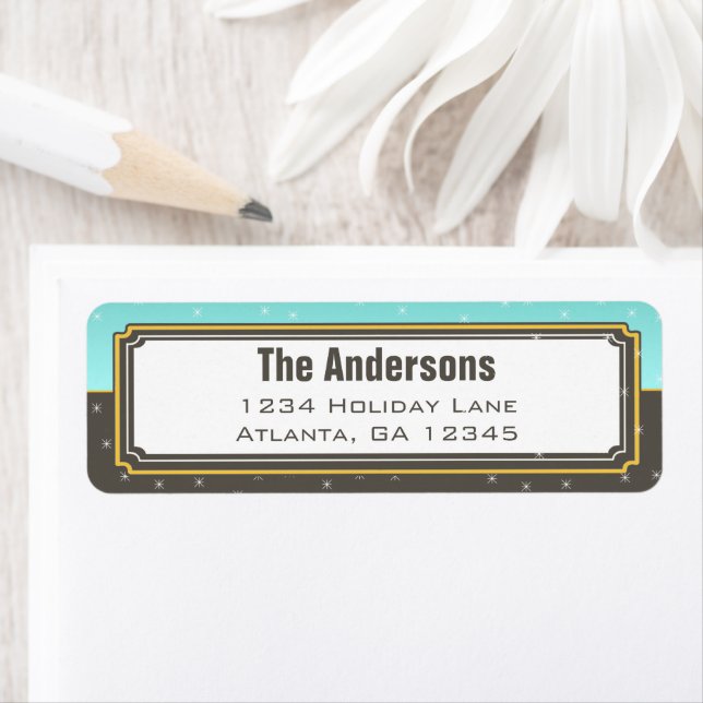 Returadressen Aqua och Grått julstjärnor Returadress Etikett (Insitu)
