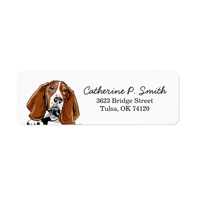 Returadressen Basset Hound Returadress Etikett (Framsidan)
