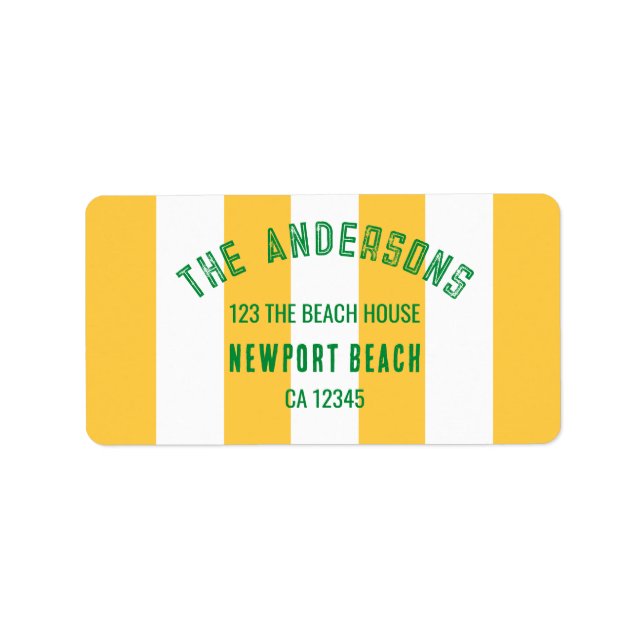 Returadressen Beach Klubb Vapensköld Gult Rand Adressetikett (Framsidan)