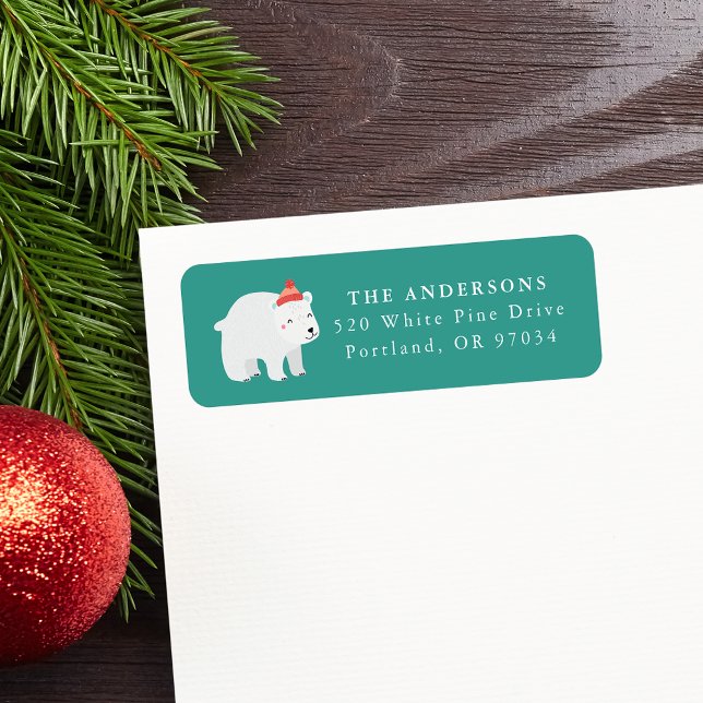 Returadressen Bear-Helgdag för vintervännernas Pol Returadress Etikett (Skapare uppladdad)
