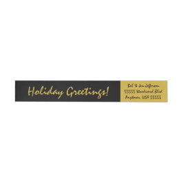 Returadressen Black and Guld Holiday Greetings Etikettband
