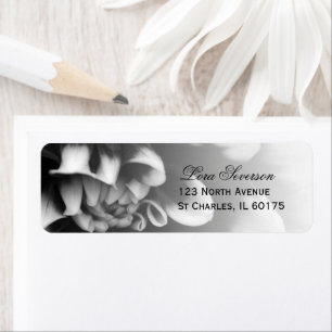 Returadressen Black and White Dahlia Flower Returadress Etikett