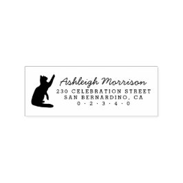 Returadressen Black Cat Silhouette Script Namn Stämpel
