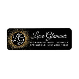 Returadressen Black & Guld Modern Glamor Salon Returadress Etikett