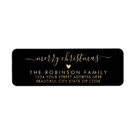 Returadressen Black Guld Script Heart Jul Returadress Etikett